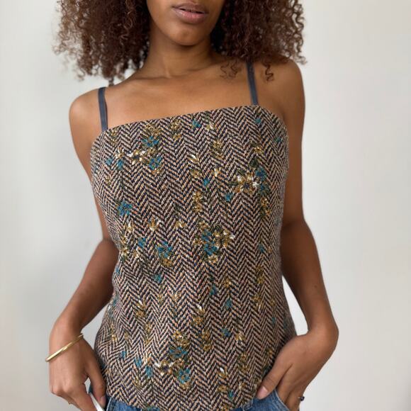 Vintage Intimissimi floral herringbone corset-style top (Medium) - Picture 3 of 8